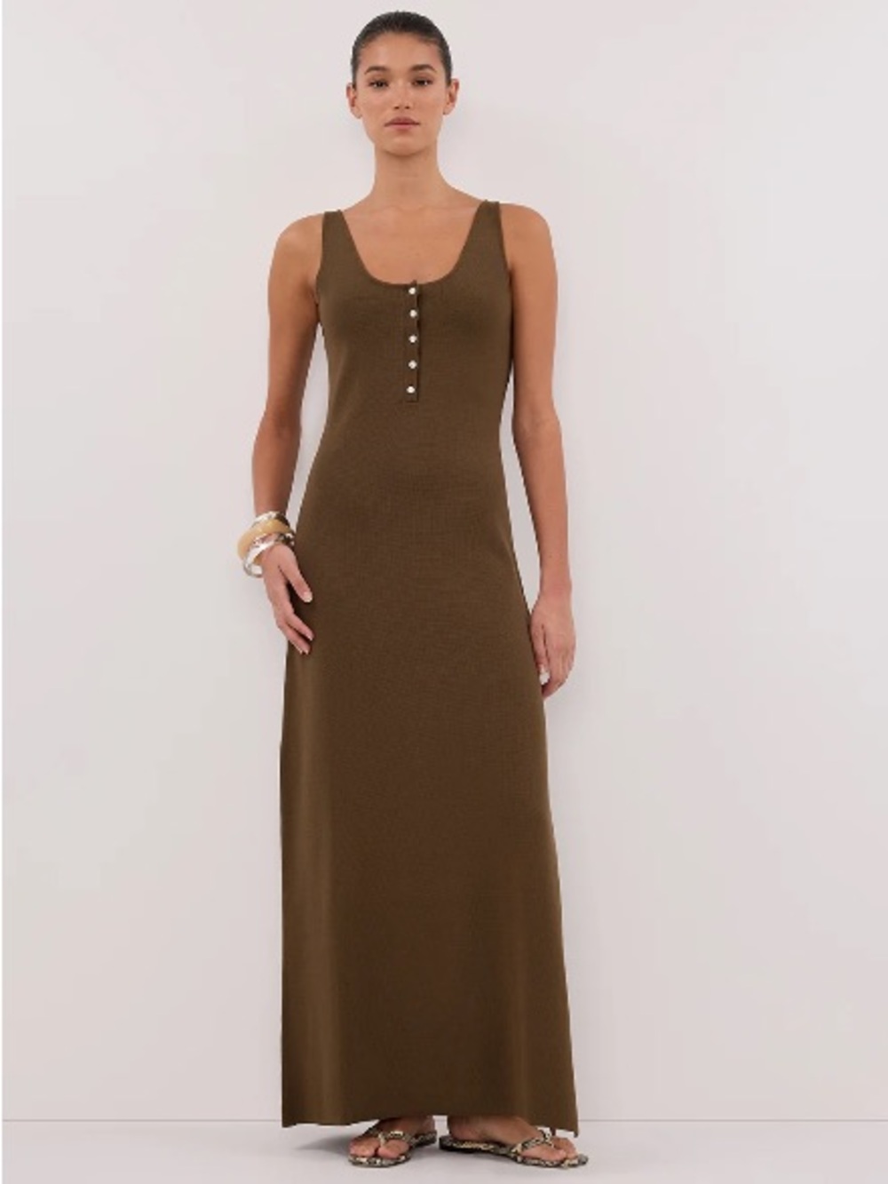 DISSH Sleeveless Olive Maxi Dress (M)